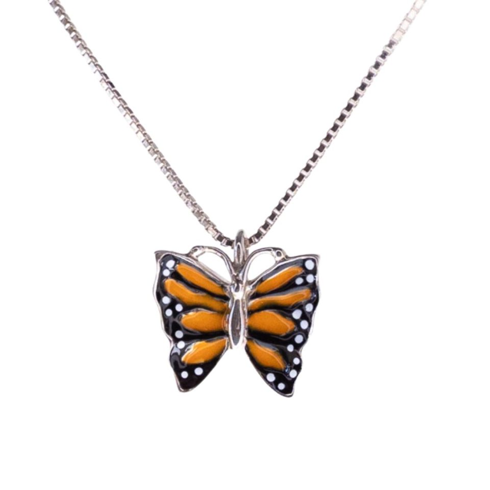 Butterfly pendant symbolizing transformation, hope, and lasting memory.