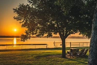 Sunrise over Lake Houston in Humble, Texas representing peaceful and compassionate cremation services in Humble, TX