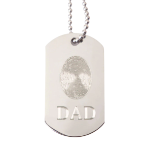 Sterling Silver Dog Tag Fingerprint Pendant