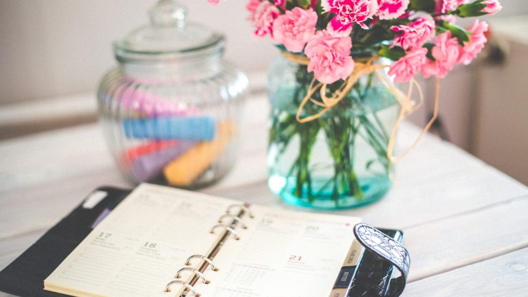 Planner with flowers for choosing a meaningful memorial after cremation