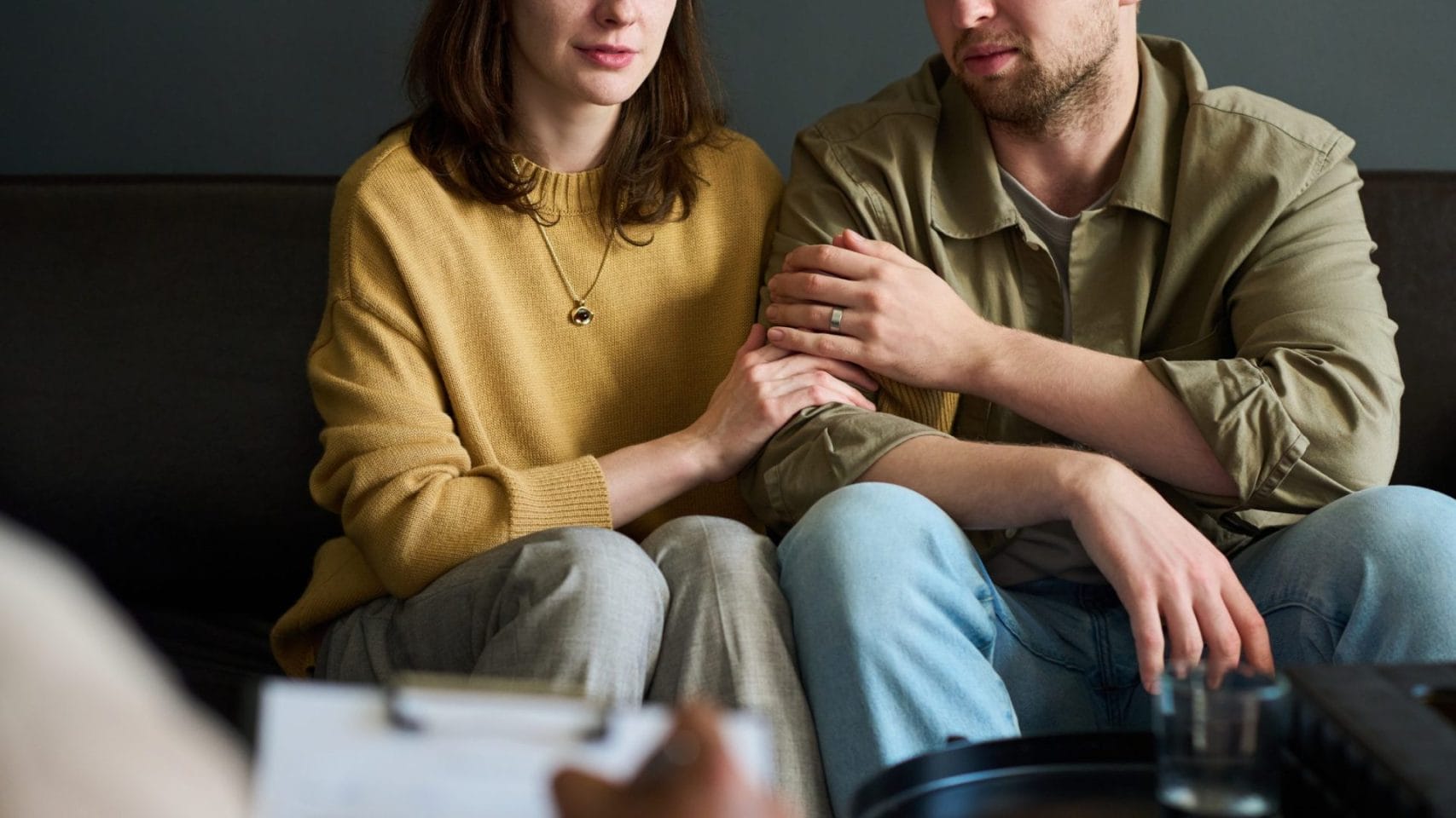 Couple receiving compassionate guidance while navigating a pending death certificate in Texas.