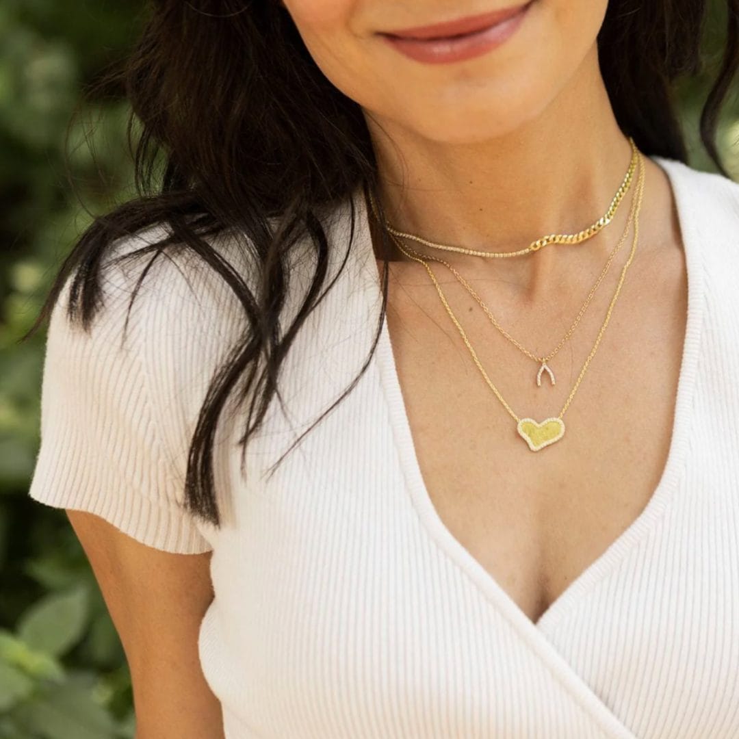 The Love Gold Fingerprint Pendant on Person