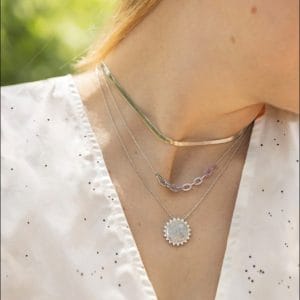 The Rise Silver Fingerprint Pendant on Person