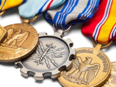 Close Up of US Military Medals in a Row